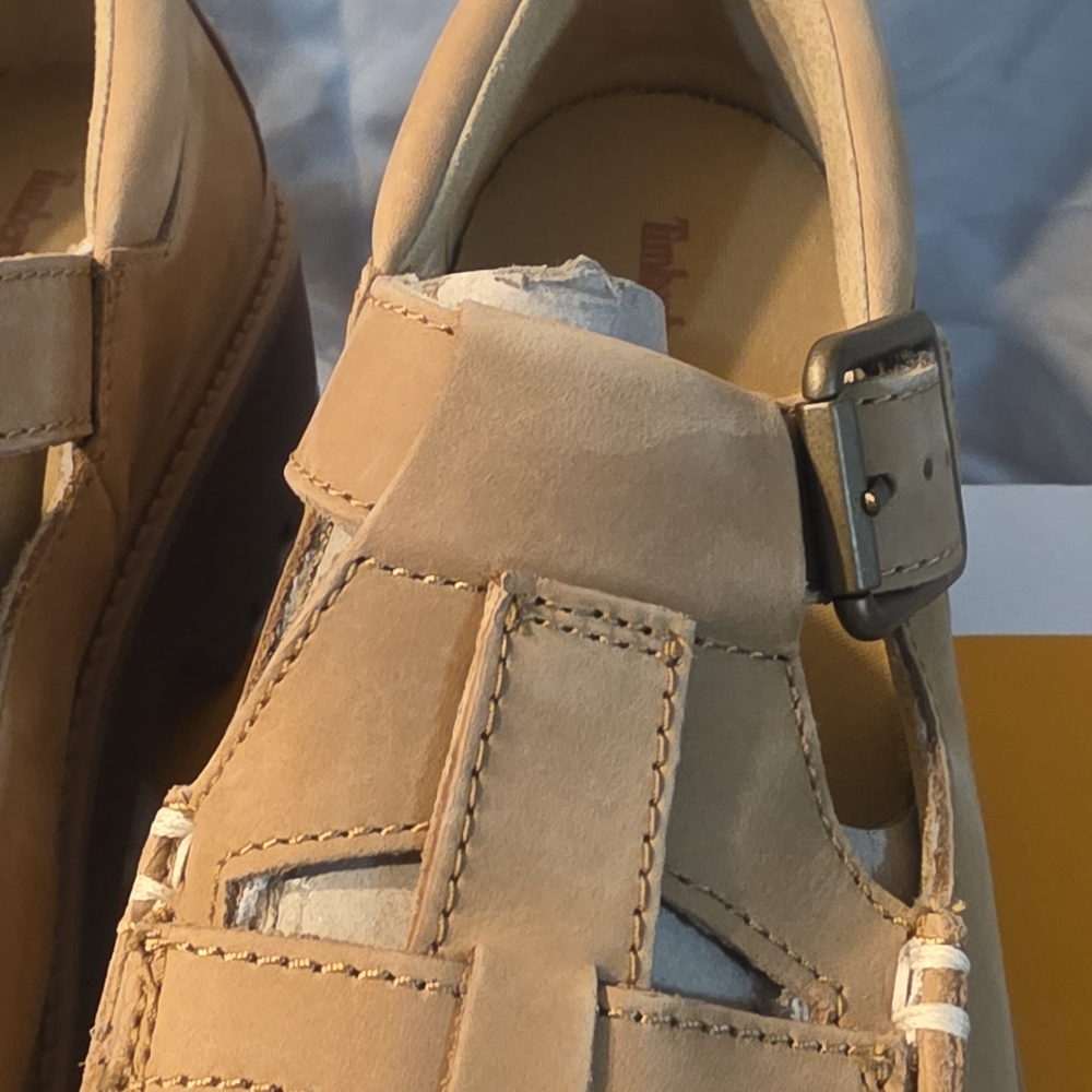 Timberland Stone Street Platform Buckle Shoes Beige Nubuck Women SZ 9 NWB Defect - Picture 7 of 10